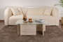 Hanah Home Mesa de Centro Vetrino Mármol Travertino Cristal Templado Melamina 105x40x65 cm